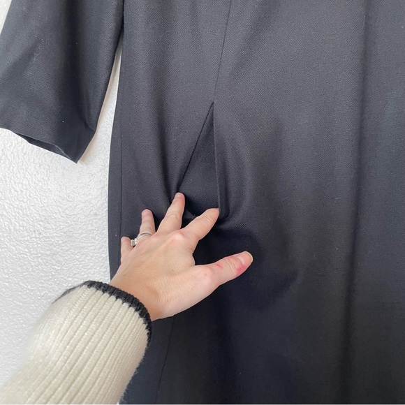 Theory Rikala Wool Blend Black Sheath Mini Dress Size 12 - Picture 8 of 11